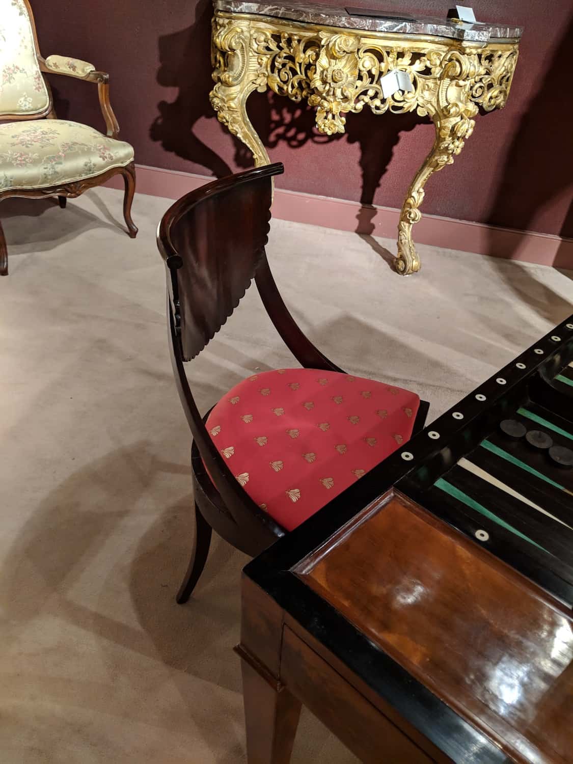 Scalloped details on this antique chair in New Orleans