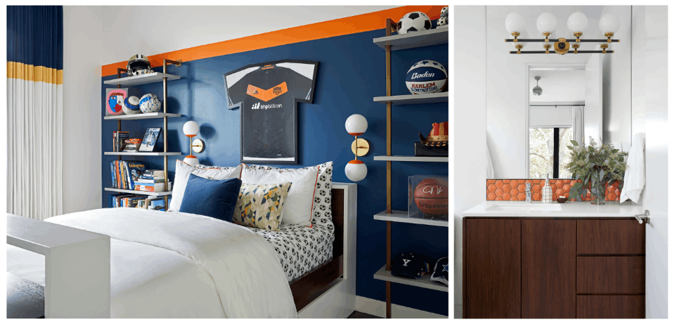 For our Braeswood Place's son, we integrated his love of soccer into his bedroom design.