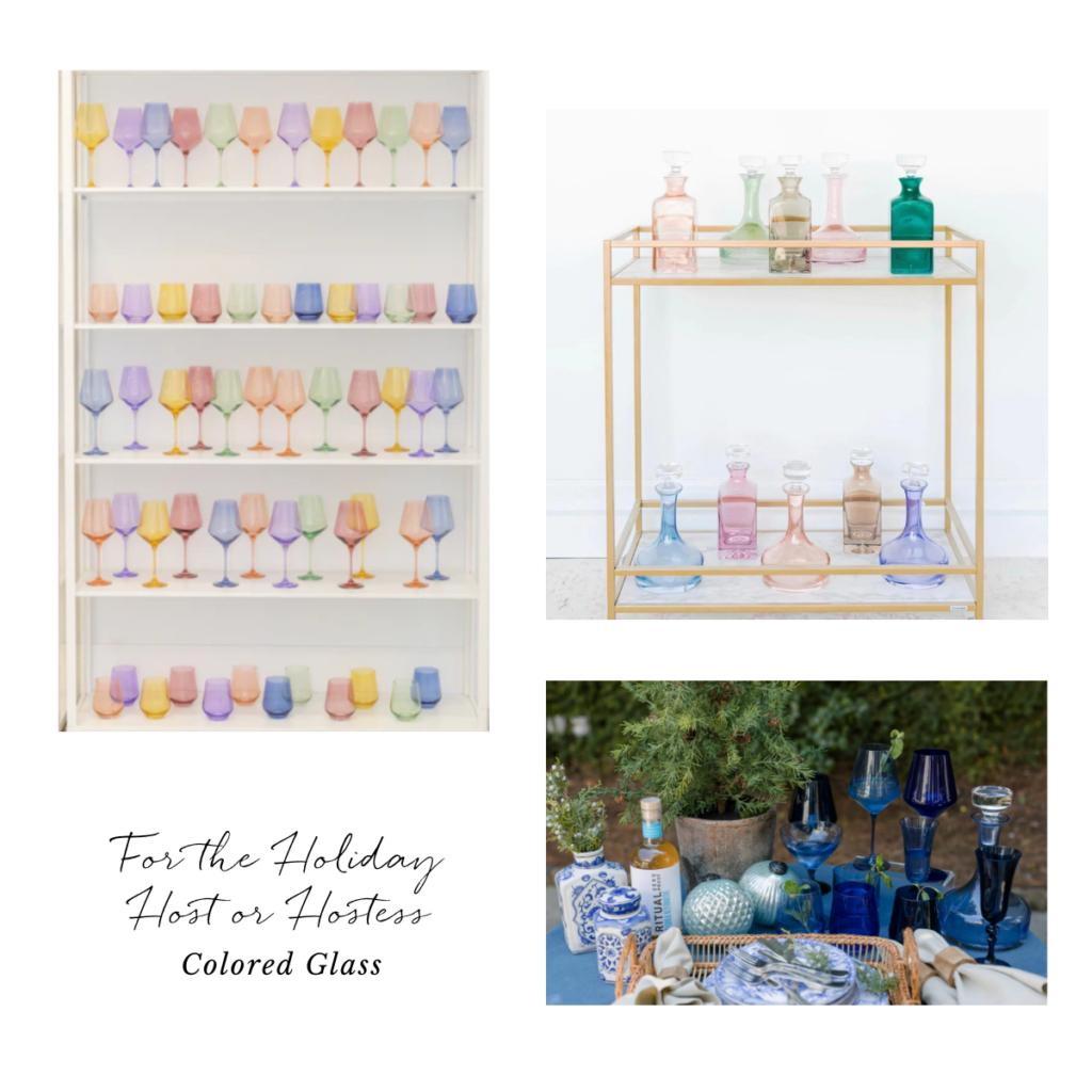 Colored glassware is a great way to add personality, elegance, and beauty to any tablescape.