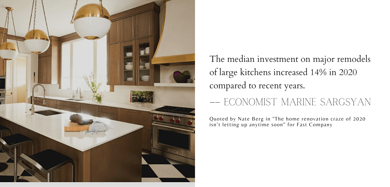 Quote about an increase in large kitchen remodels in the past year