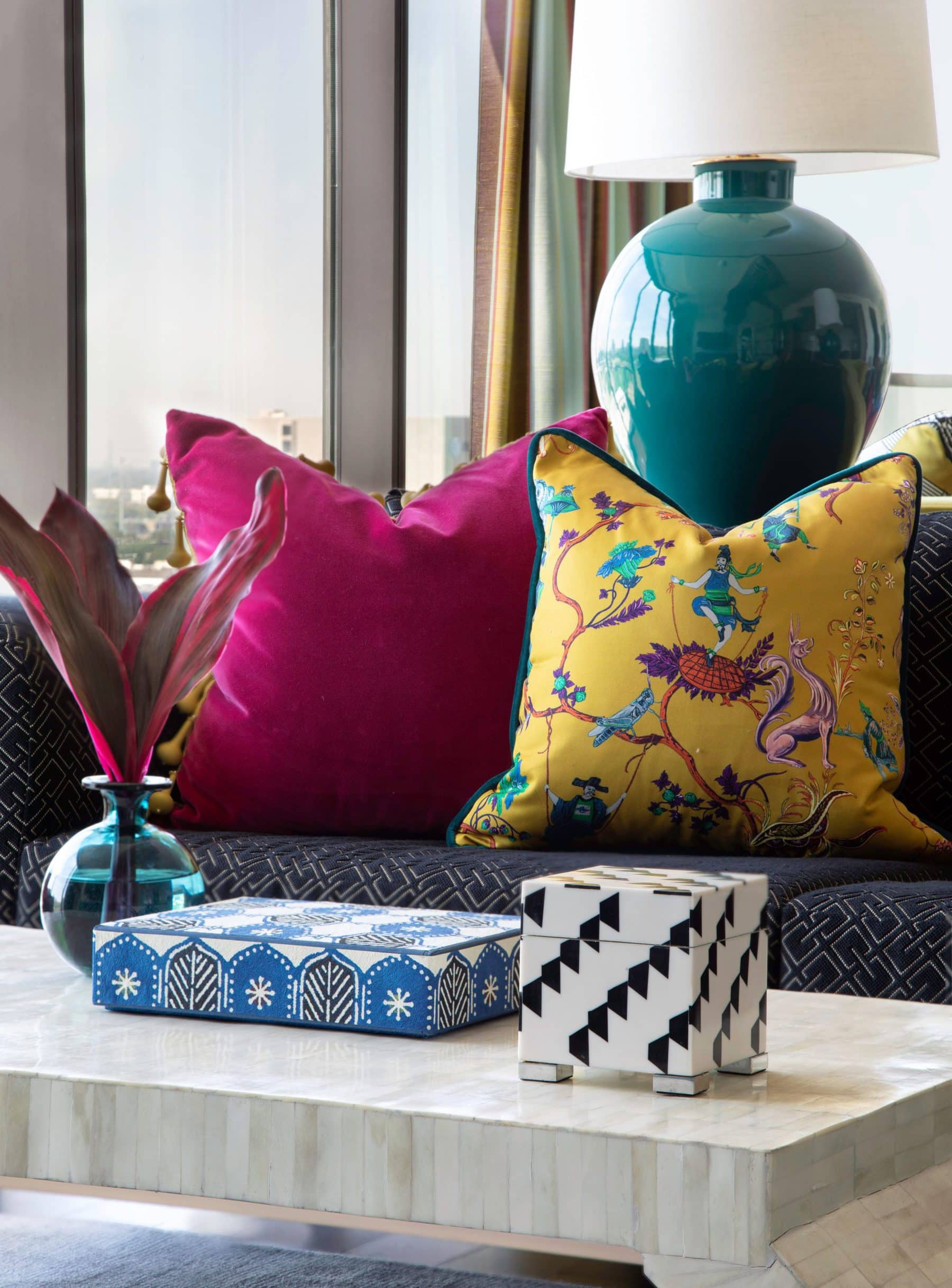 Jewel-toned accents are just as impactful as an entire space outfitted in citrine, yellow sapphire blue or ruby red. 