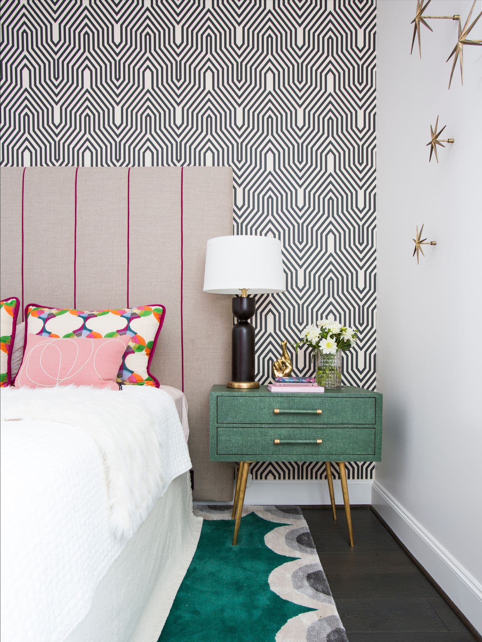 This bedroom designed by the Laura U Design Collective team