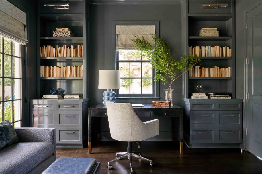 Sherwin-Williams Wall Street is one of our favorite blue paint colors. 