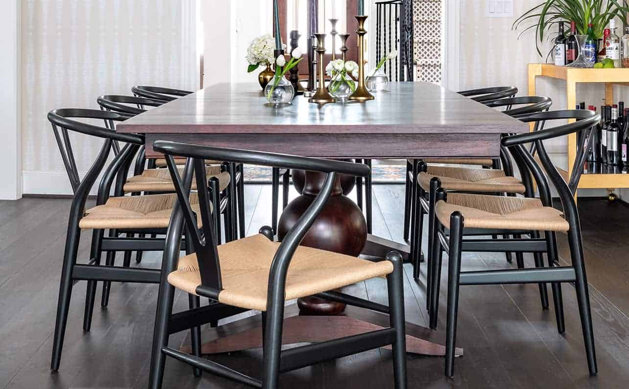 Wishbone Chair from Design Within Reach inside this newly renovated dining room by Laura U Interior Desing
