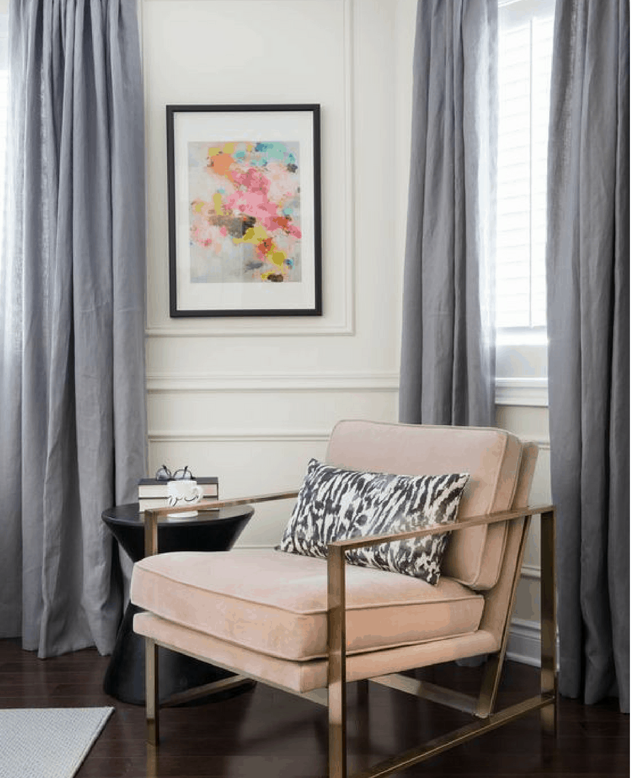 Velvet accents, Blush accent chair, Sitting area