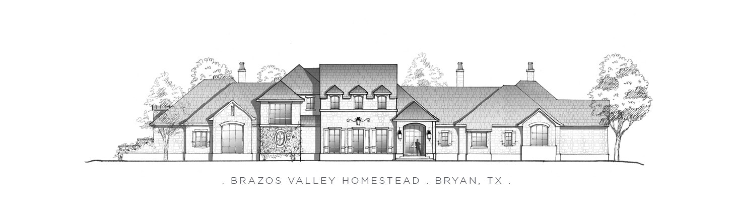 A hand-sketch of Laura U Design Collective's project, Brazos Valley Homestead.