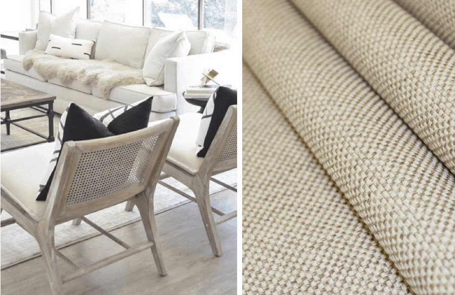 sustainable textiles, neutral living room