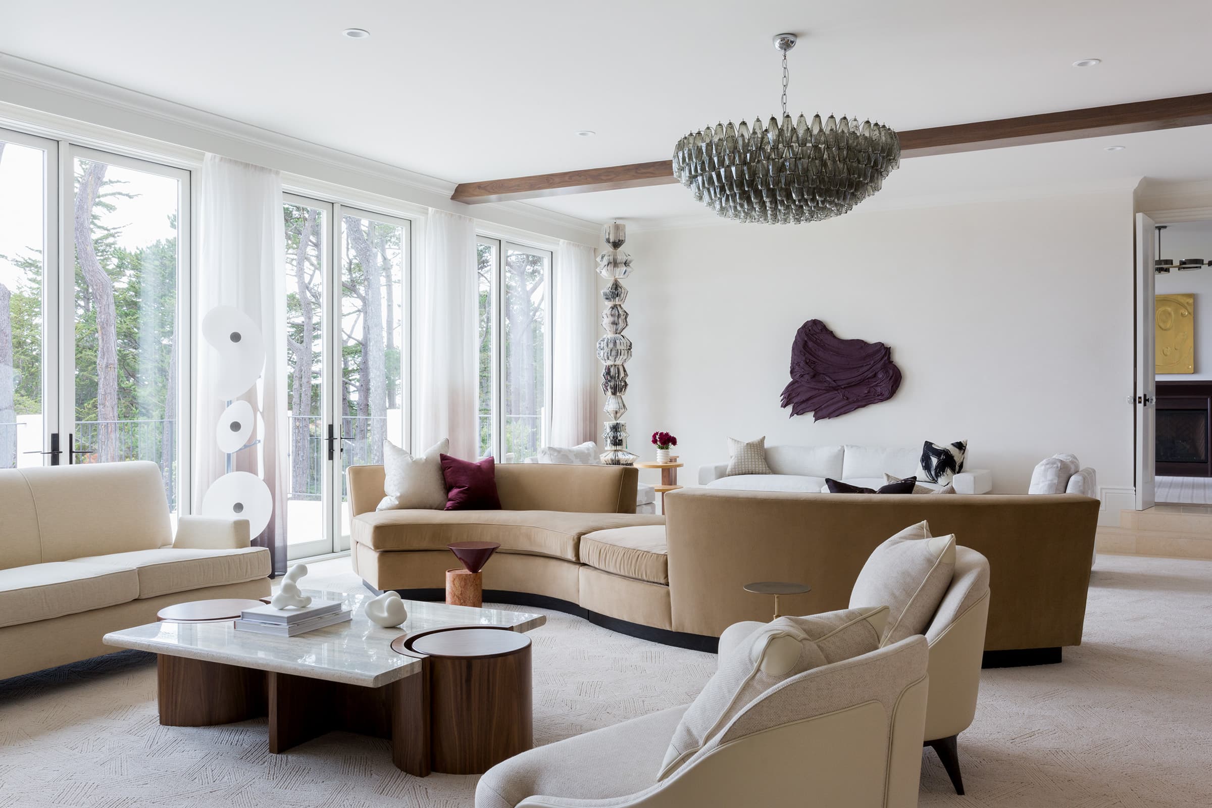 Viscaino Formal Living Room Interior Design by Laura U Design Collective in Pebble Beach, CA.