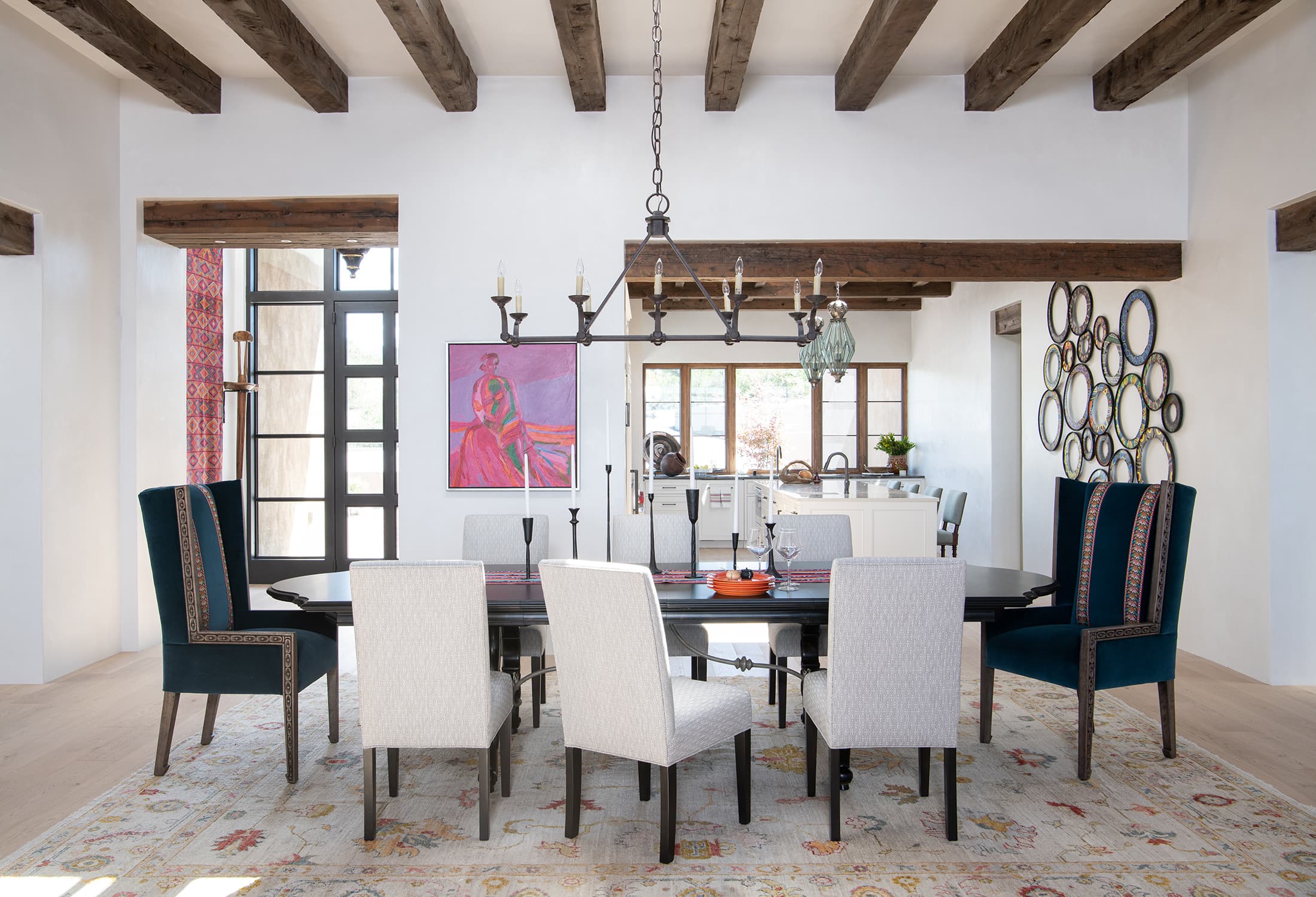 A view of the formal dining room at our Santa Fe project.