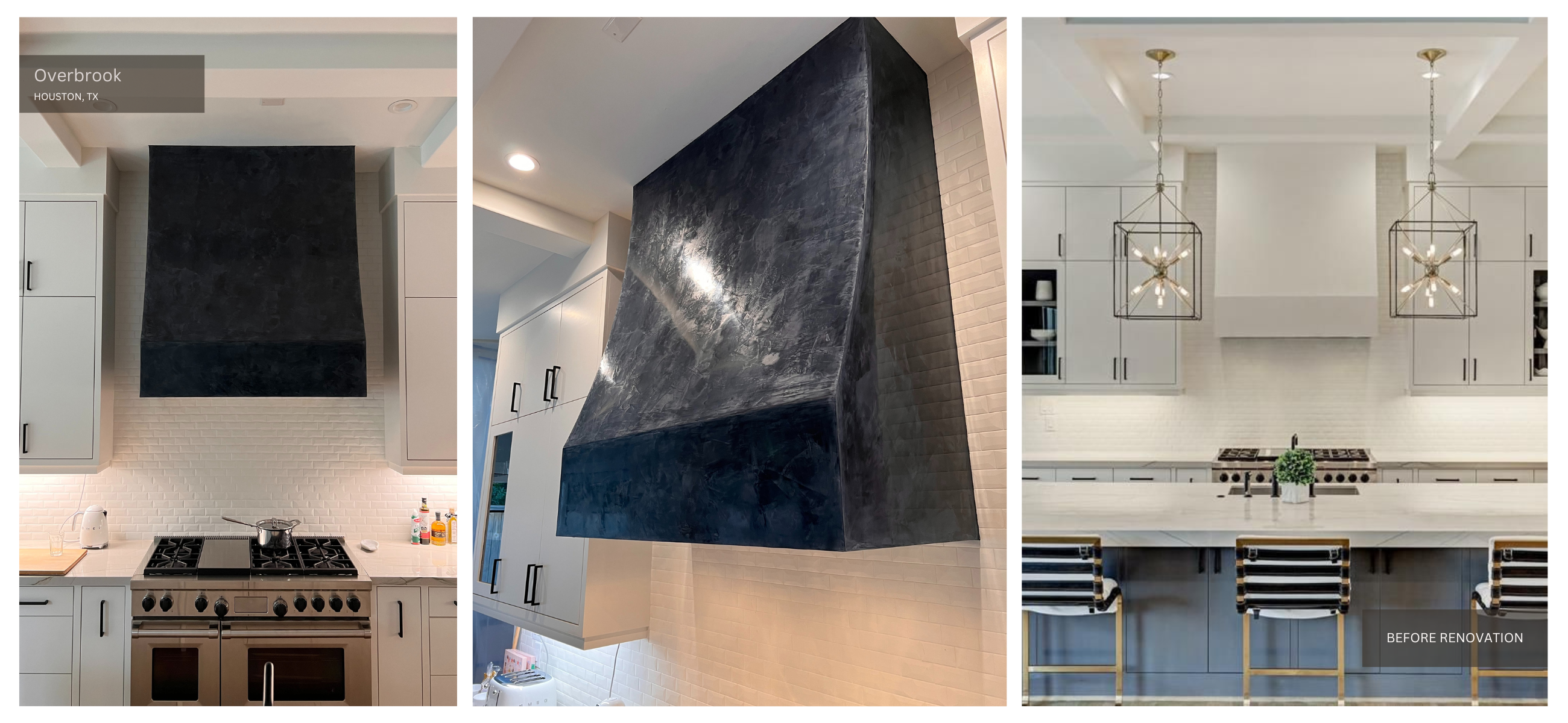 A bold black matte and gloss finish vent hood at Overbrook