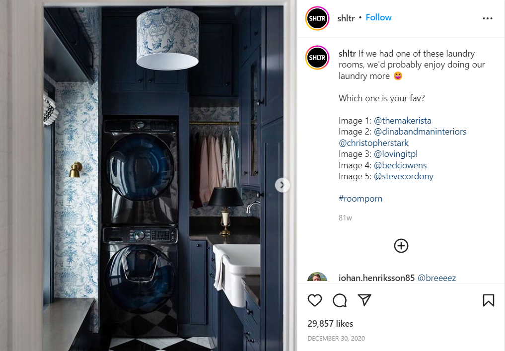 Laundry Room Instagram post