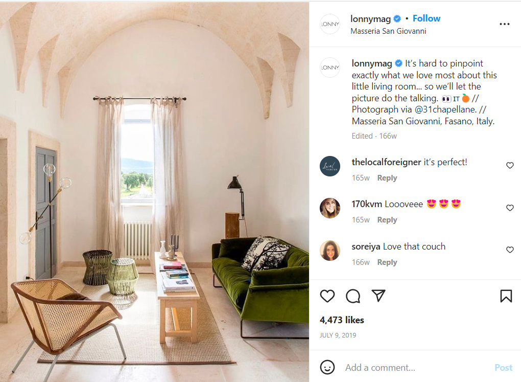 Instagram post for boho interior design 
