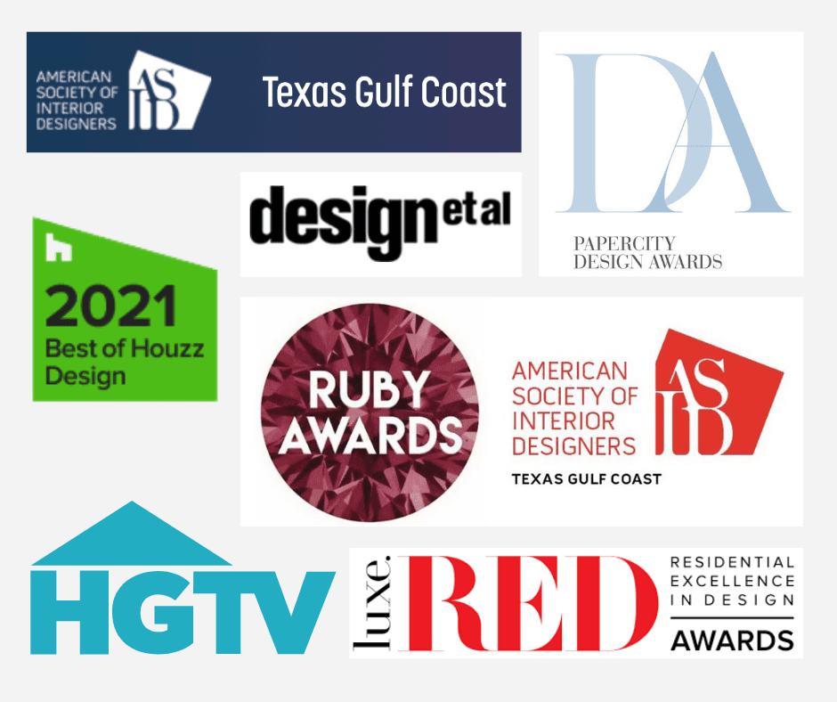 A graphic of design award icons, from HGTV to ASID awards