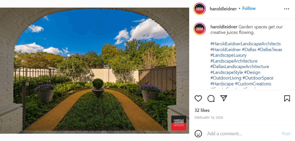 Instagram post for landscape design ideas for modern and traditional homes