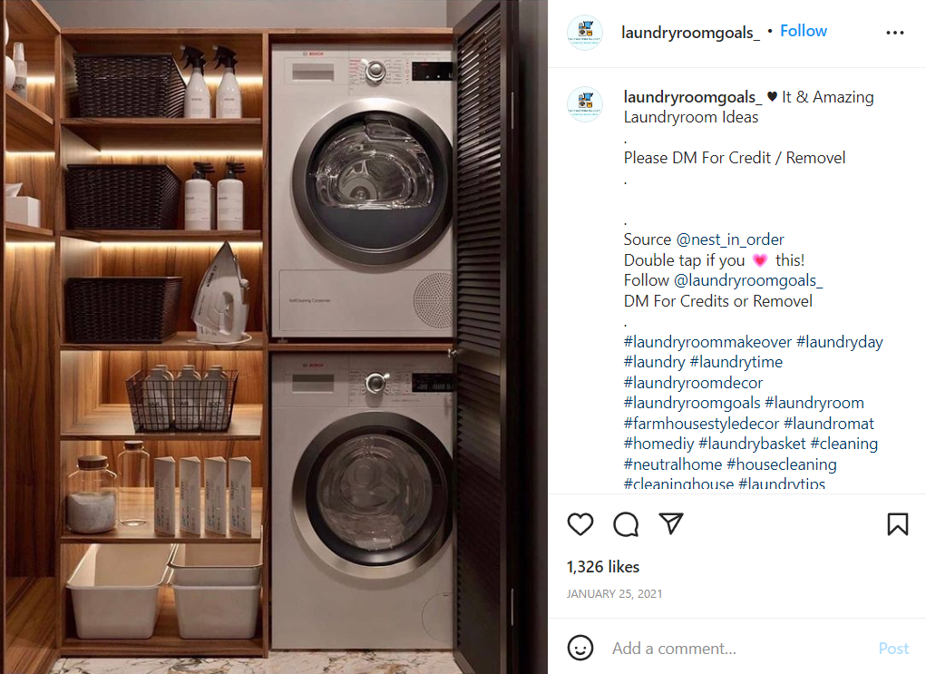 Laundry room instagram post