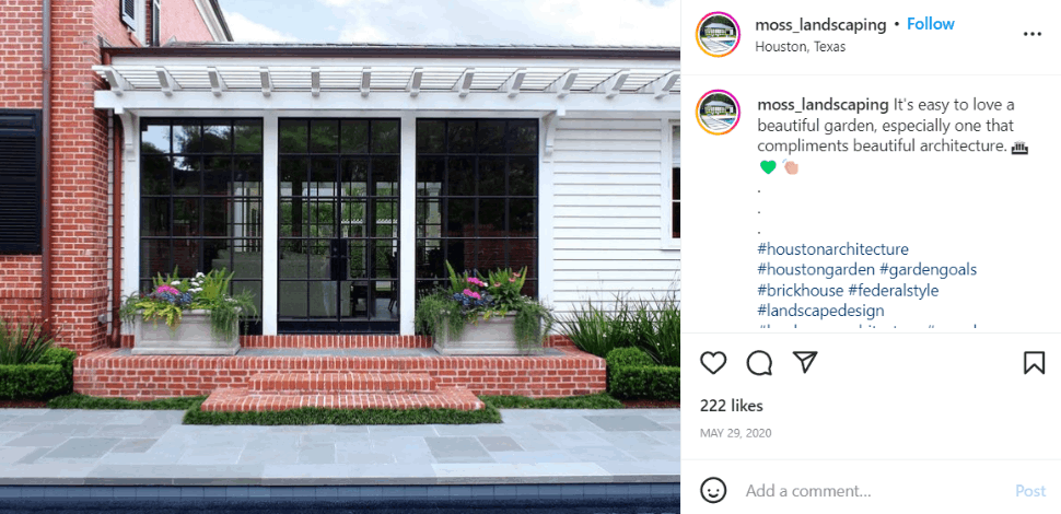 Instagram post for landscape design ideas for modern and traditional homes