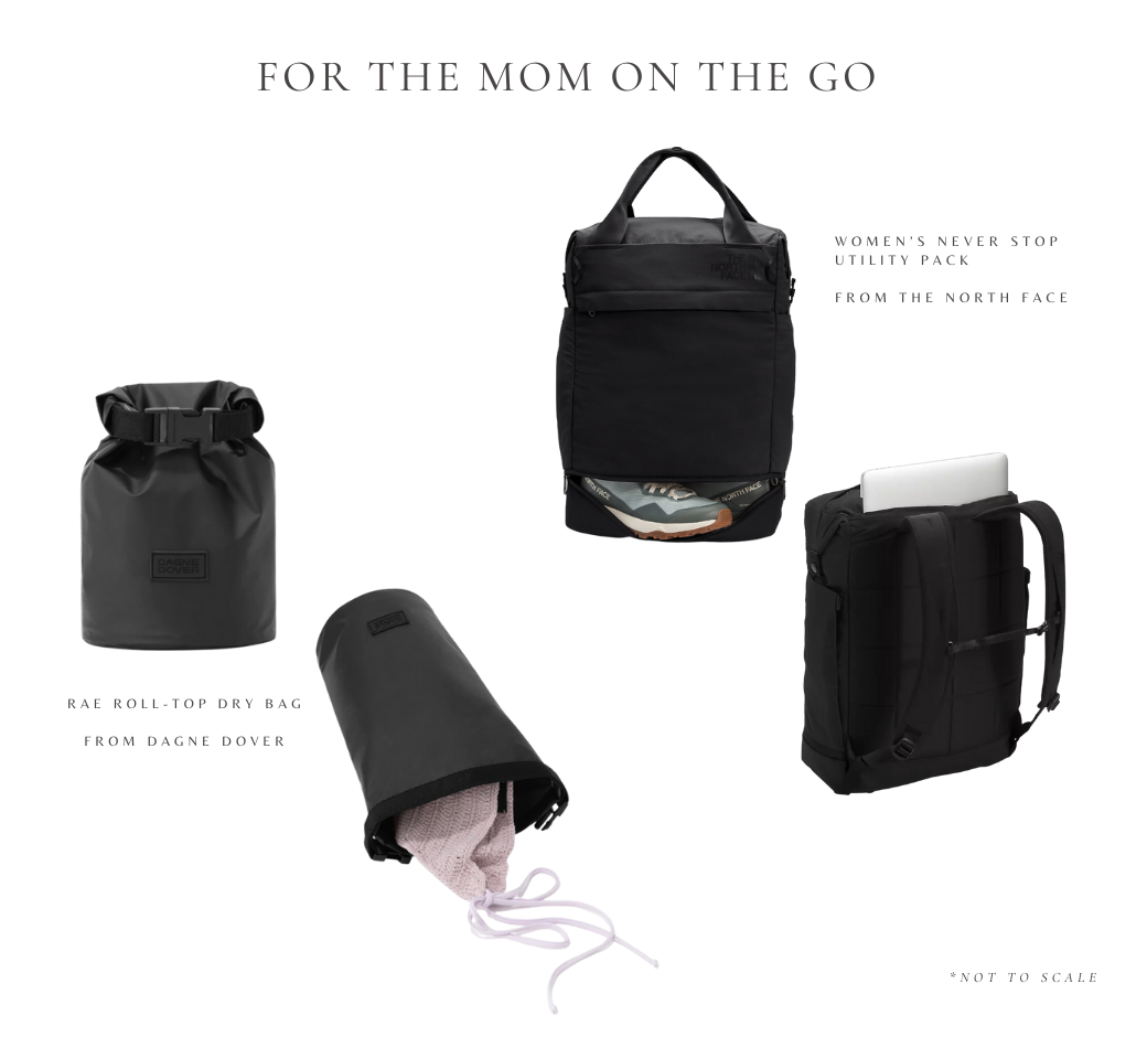 for the mom on the go: a backpack and a laundry bag for wet suits