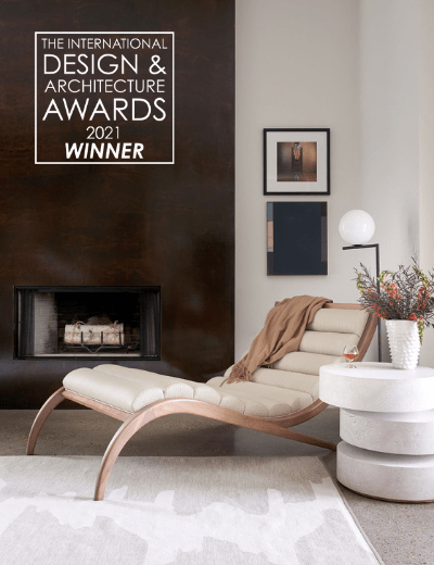 Award-winning interior living space, designed by Laura U Design Collective.