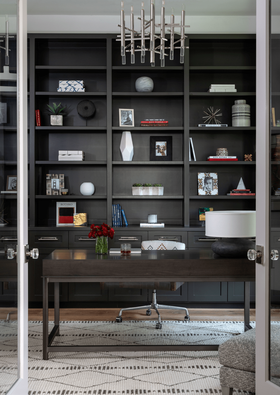 Office decor with black and grey shades look elegant in this Dunstan home by LauraU