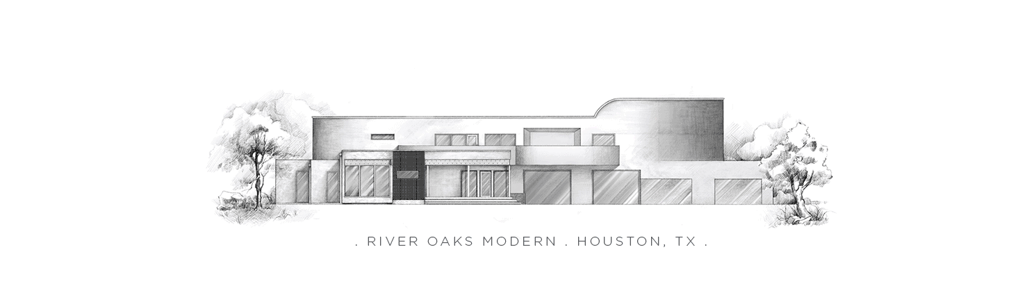 A hand-sketch of Laura U Design Collective's project, River Oaks Modern.