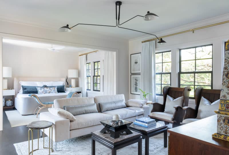 The blue-hued master suite of high-end designer Laura Umansky is a collected interior.